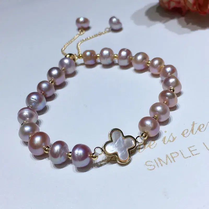 Freshwater Pearl Bracelet for Girl's Adjustable Cross Clasp - Image 3