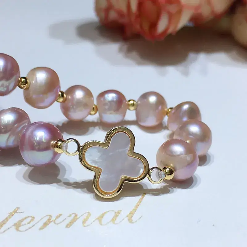 Freshwater Pearl Bracelet for Girl's Adjustable Cross Clasp - Image 4