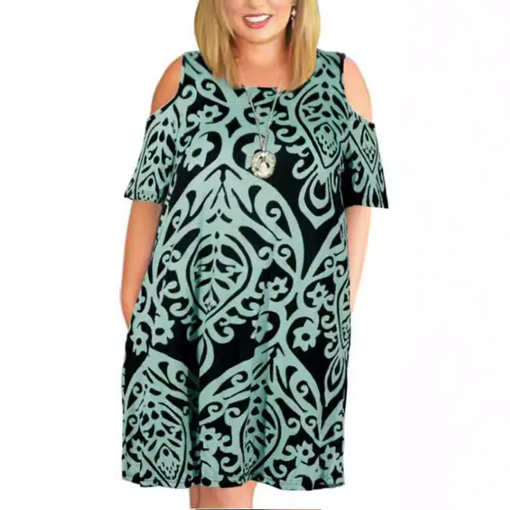 Women Floral Printed Dress Large Off-shoulder Summer Wear - Image 20
