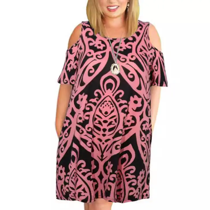 Women Floral Printed Dress Large Off-shoulder Summer Wear - Image 21