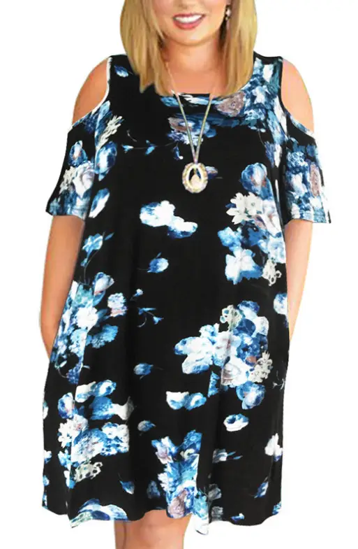 Women Floral Printed Dress Large Off-shoulder Summer Wear - Image 6