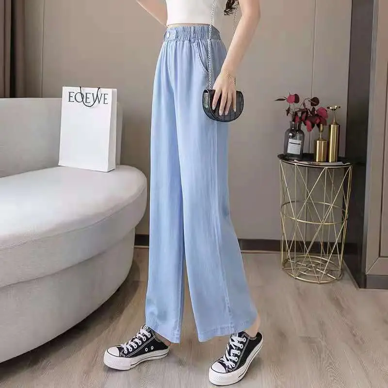 2025 Tencel Jeans Wide Leg Elastic Waist Pants for Women