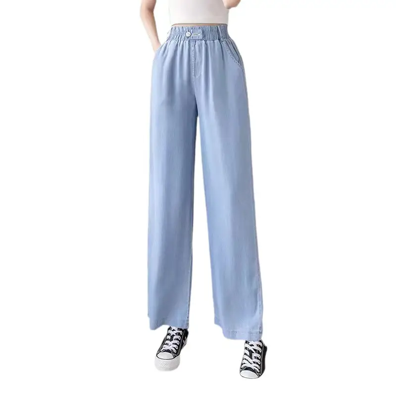 2025 Tencel Jeans Wide Leg Elastic Waist Pants for Women