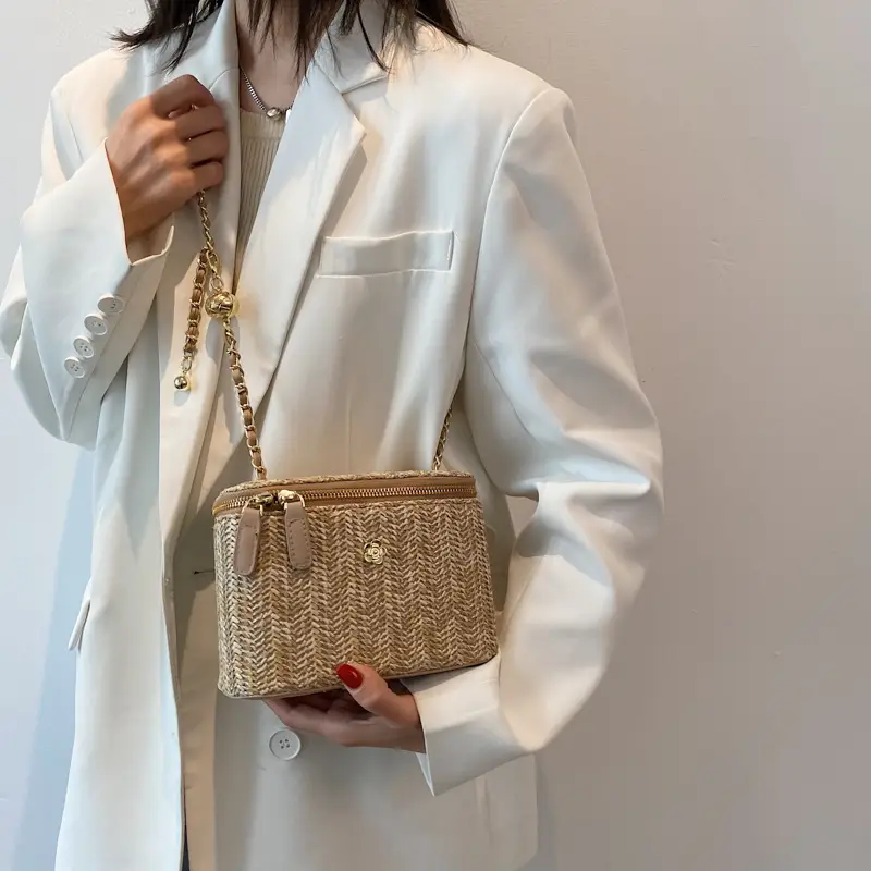 Fairy Mori Woven Straw Woven Beach Bag Single Shoulder Crossbody - Image 11