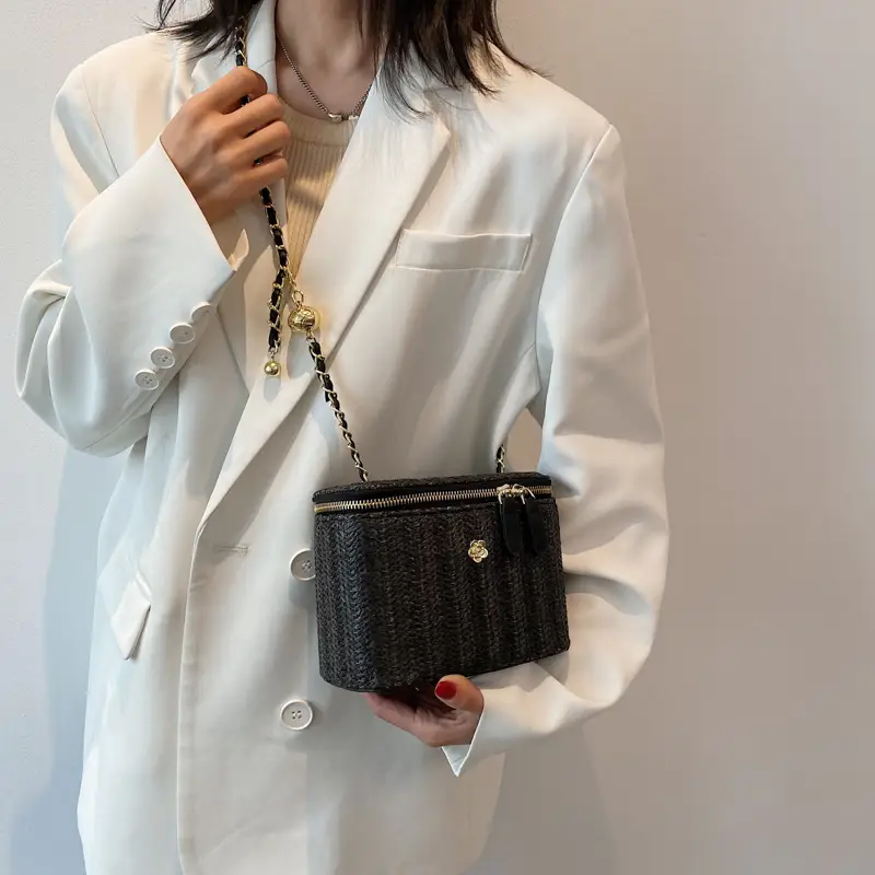 Fairy Mori Woven Straw Woven Beach Bag Single Shoulder Crossbody - Image 12