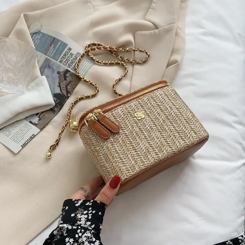 Fairy Mori Woven Straw Woven Beach Bag Single Shoulder Crossbody - Image 2