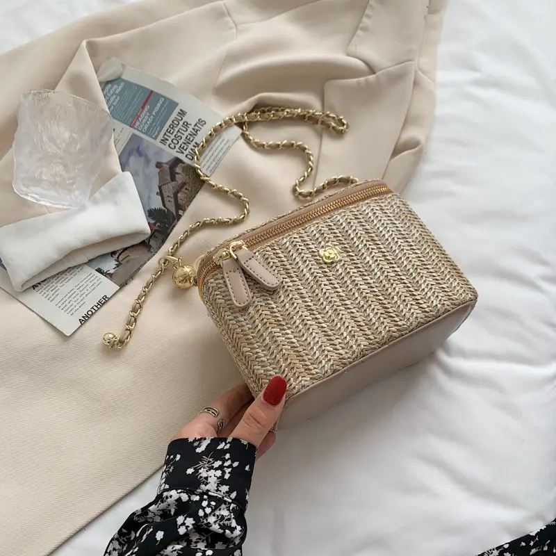 Fairy Mori Woven Straw Woven Beach Bag Single Shoulder Crossbody - Image 3