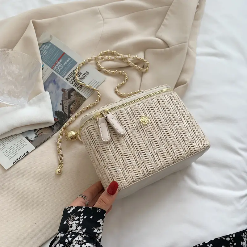 Fairy Mori Woven Straw Woven Beach Bag Single Shoulder Crossbody - Image 4