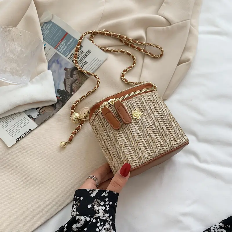 Fairy Mori Woven Straw Woven Beach Bag Single Shoulder Crossbody - Image 6