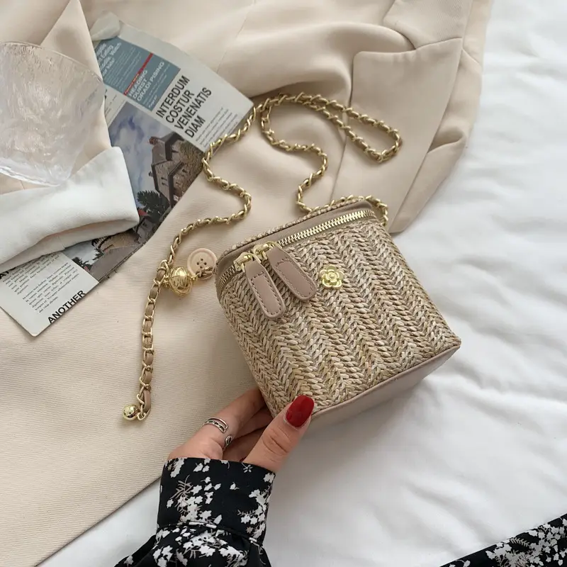 Fairy Mori Woven Straw Woven Beach Bag Single Shoulder Crossbody - Image 7