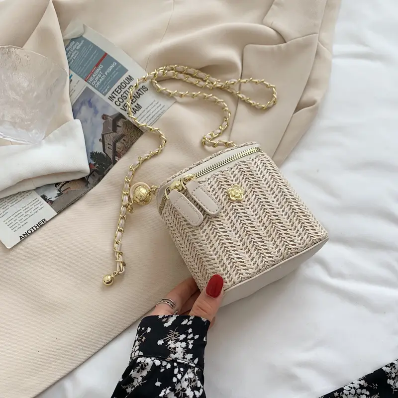 Fairy Mori Woven Straw Woven Beach Bag Single Shoulder Crossbody - Image 8