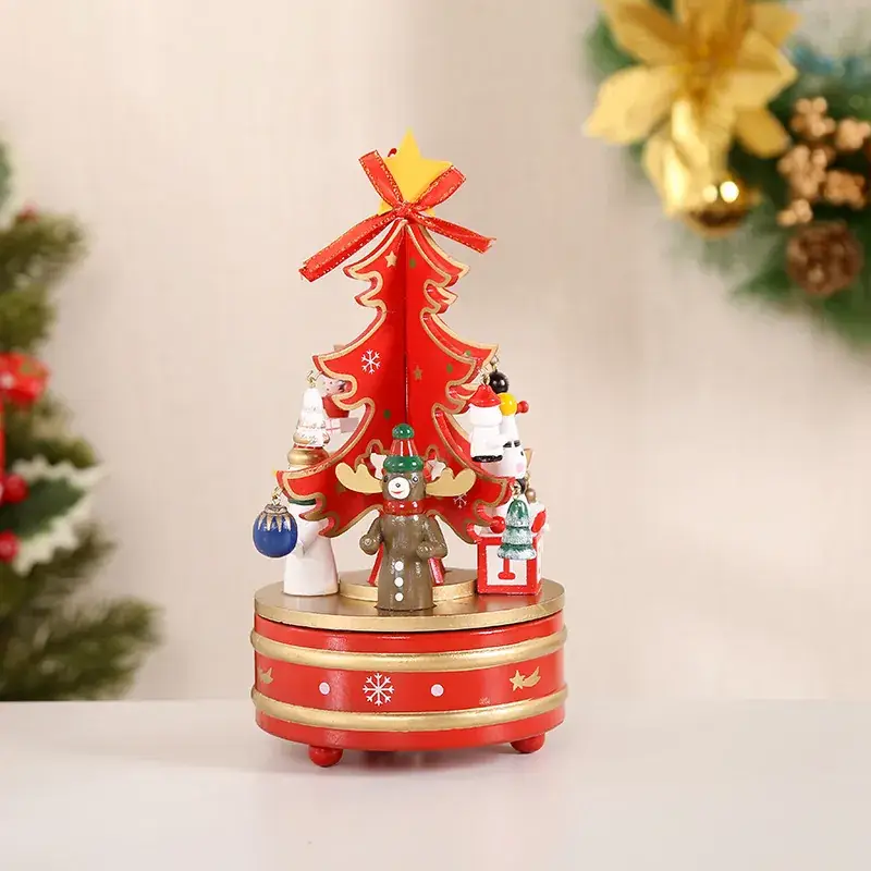 Cross-Country Christmas Tree Music Box Wooden Ornament - Image 2