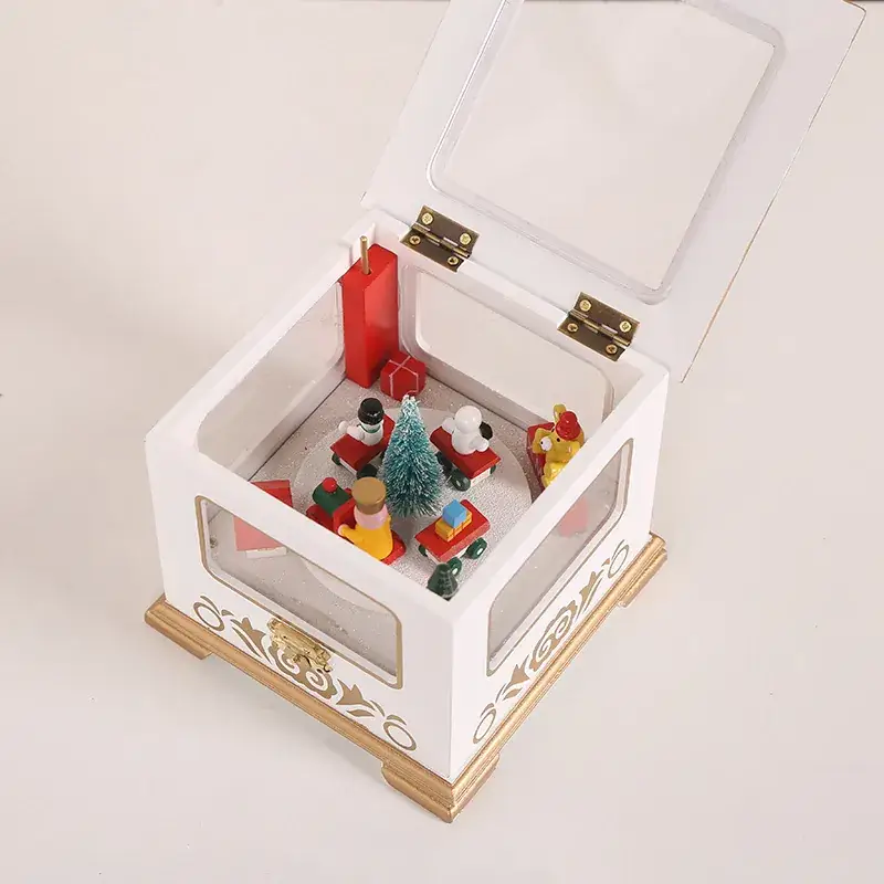 Cross-Country Christmas Tree Music Box Wooden Ornament - Image 5