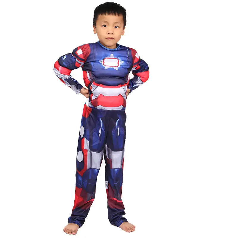 Cos Children's Clothes Captain America Hulk Steel Bat Spider The Flash Muscle Show Performance suit