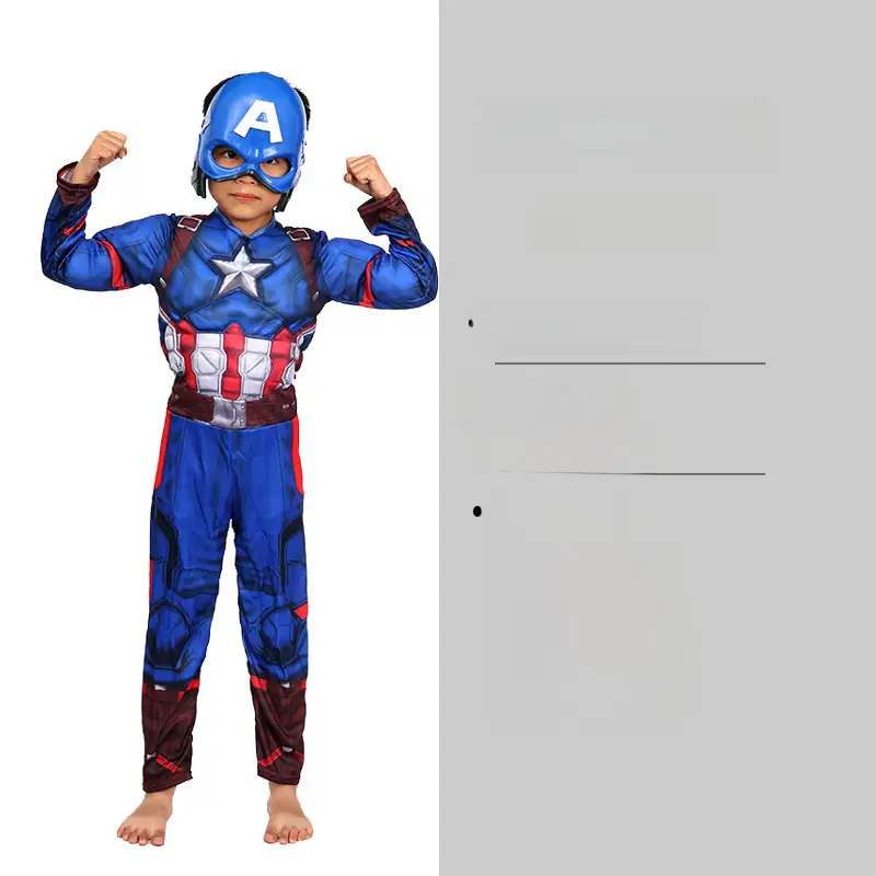 Cos Children's Clothes Captain America Hulk Steel Bat Spider The Flash Muscle Show Performance suit