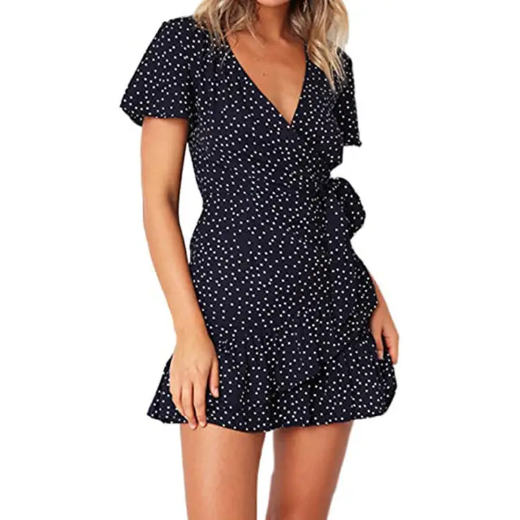 Green Lace-Up Ruffle Summer Dress for Women - Image 3