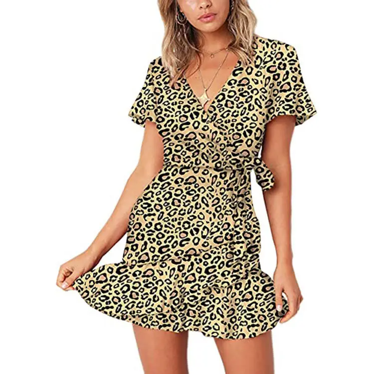 Green Lace-Up Ruffle Summer Dress for Women - Image 14