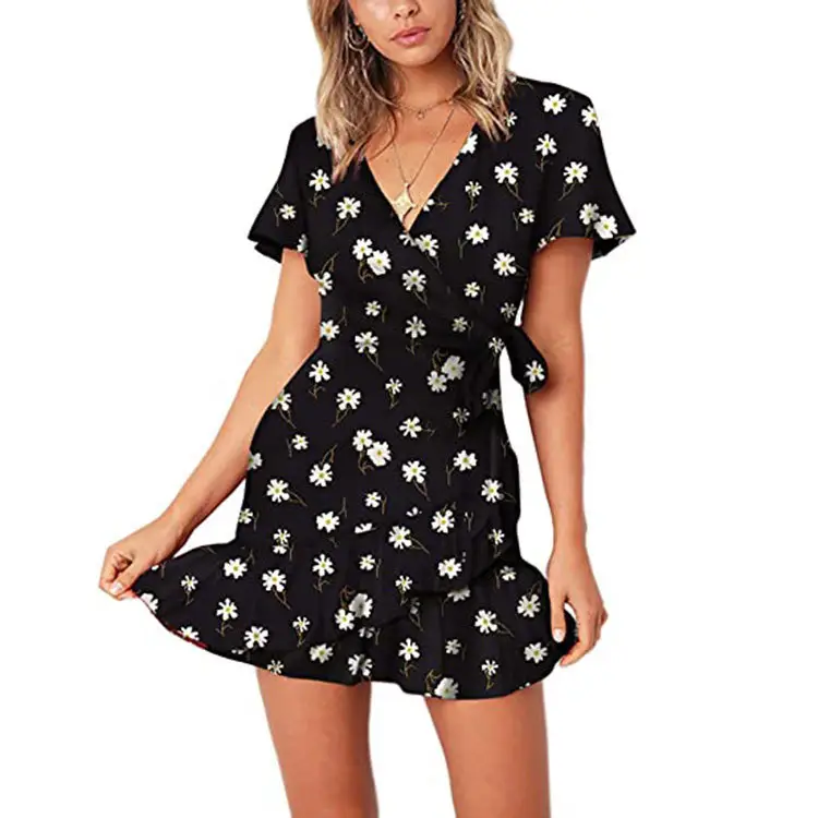 Green Lace-Up Ruffle Summer Dress for Women - Image 7