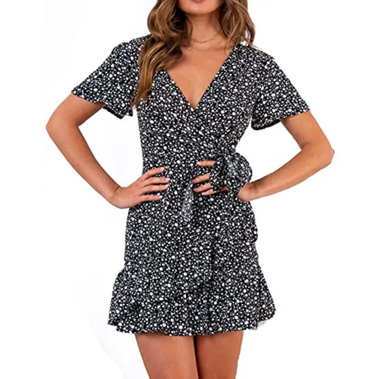 Green Lace-Up Ruffle Summer Dress for Women - Image 9