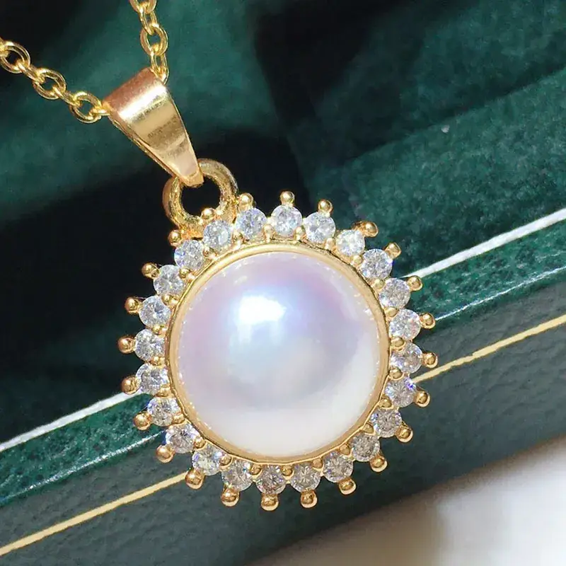 Freshwater Pearl Set 7-10mm White Pendant Earrings Ring Four-Piece Set - Image 2