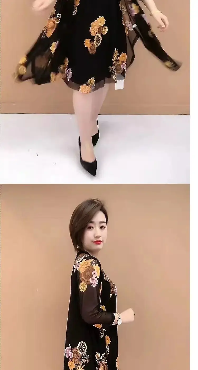 Black Floral 2-Piece Dress for Women 40-50 Yrs — feature 4