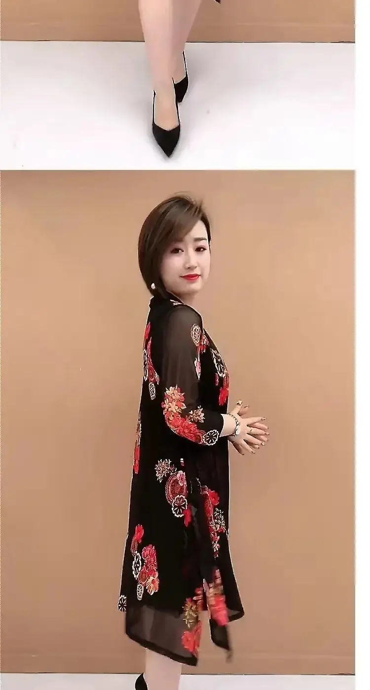 Black Floral 2-Piece Dress for Women 40-50 Yrs — feature 7