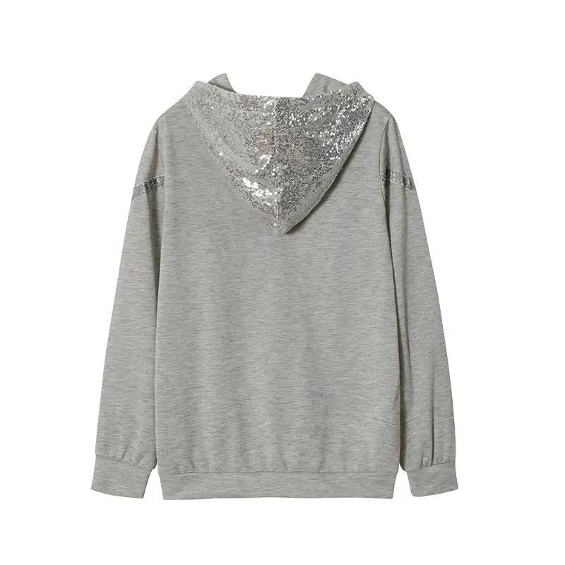 Black Sequin Hooded Sweatshirt Women Fall Winter — feature 8