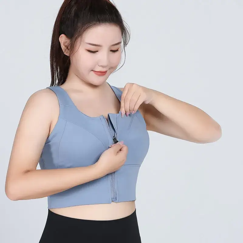 Extra Large Sports Bra Front Zipper Push Up Yoga Bra - Image 2