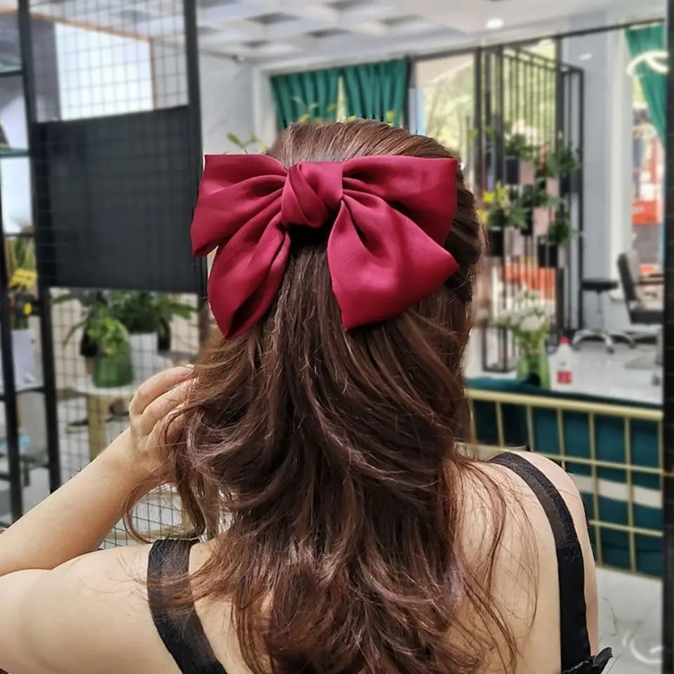 White Korean Red Big Bow Hair Clip for Girls - Image 10
