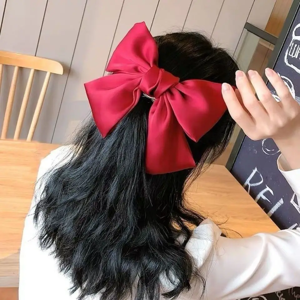 White Korean Red Big Bow Hair Clip for Girls - Image 11