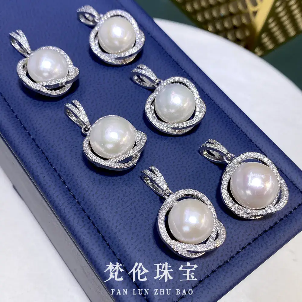18K Gold Pearl Necklace Set 13mm Silver Plated - Image 4