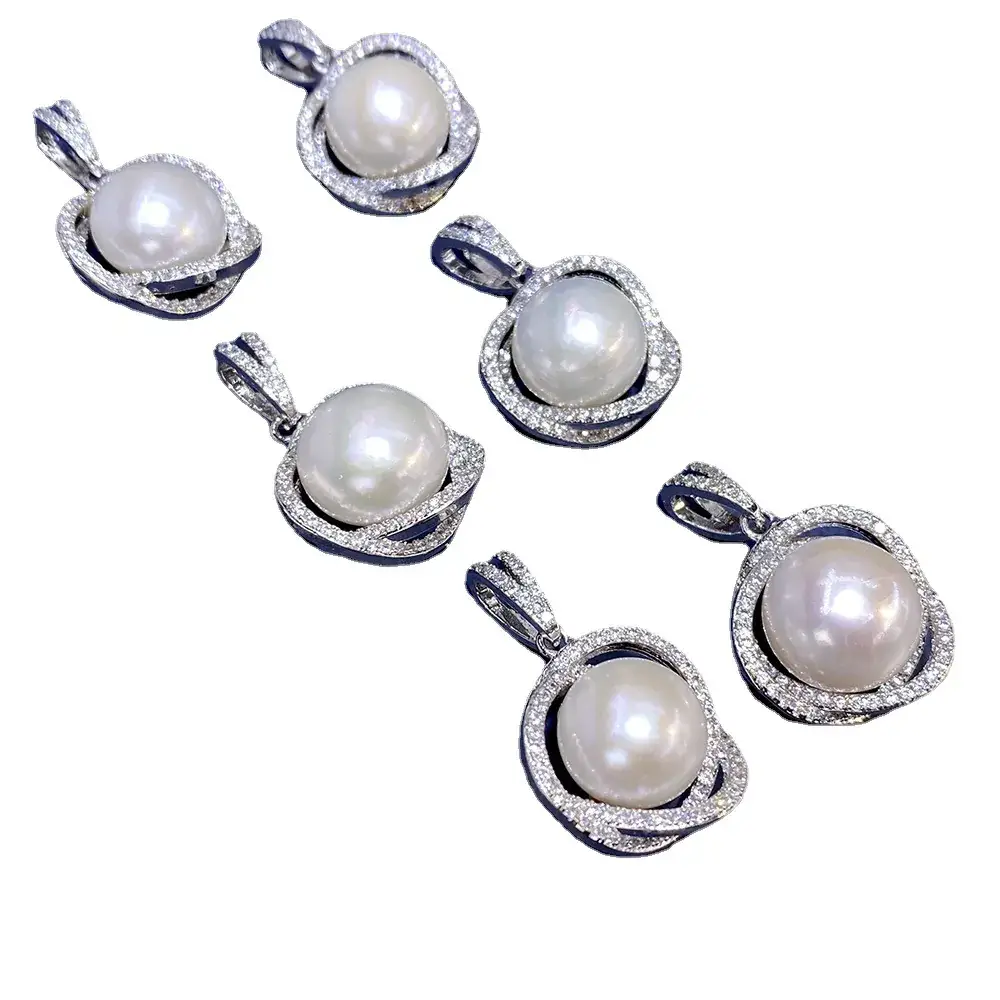 18K Gold Pearl Necklace Set 13mm Silver Plated - Image 5