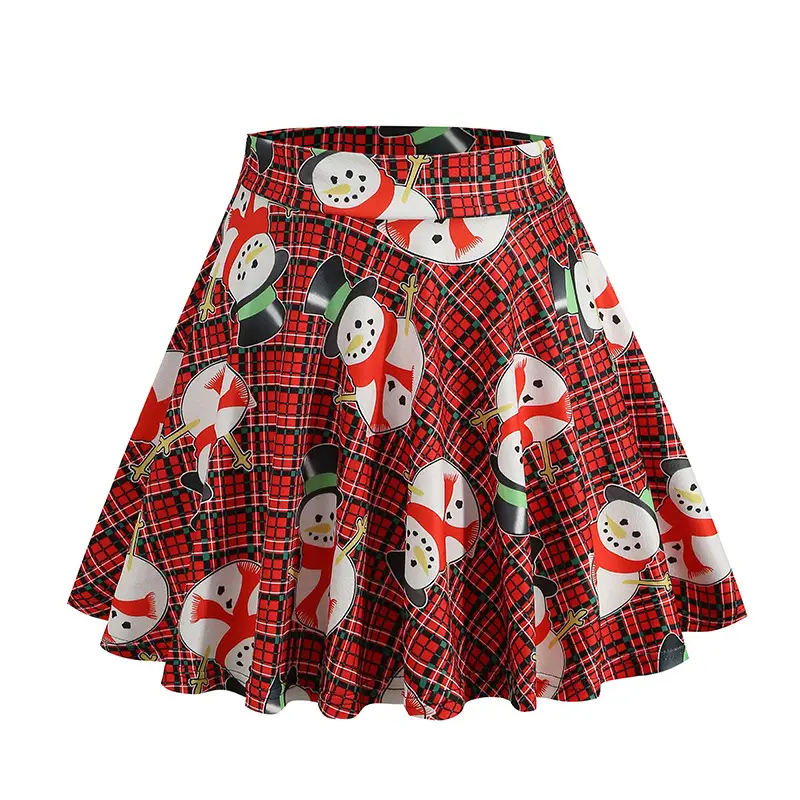 Explosions Skirt Green Plaid Mini Stretch Waist Casual - Image 13