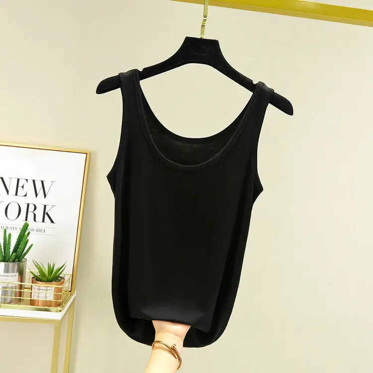 Women's Pink Sleeveless Camisole U-Neck Slim Fit