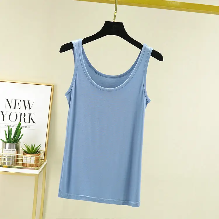 Women's Pink Sleeveless Camisole U-Neck Slim Fit