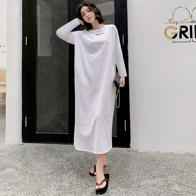 Black Long Sleeve Korean Maxi Dress Large Women