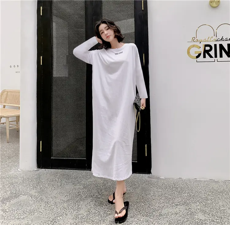 Black Long Sleeve Korean Maxi Dress Large Women — feature 11