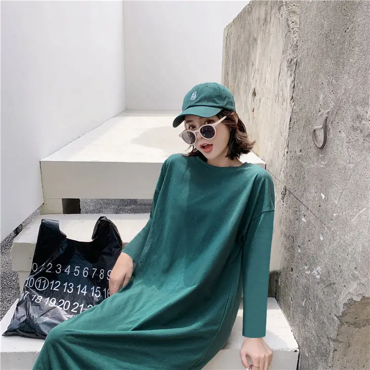 Black Long Sleeve Korean Maxi Dress Large Women — feature 14