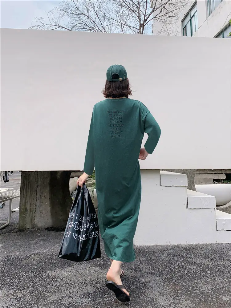Black Long Sleeve Korean Maxi Dress Large Women — feature 3