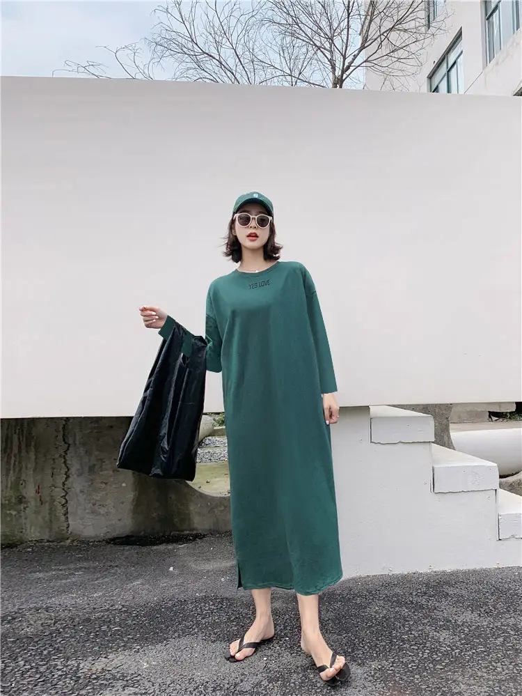Black Long Sleeve Korean Maxi Dress Large Women — feature 4