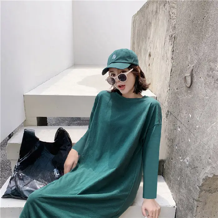 Black Long Sleeve Korean Maxi Dress Large Women