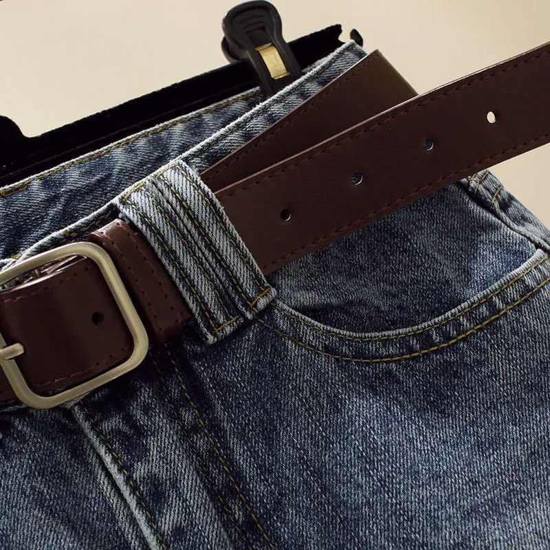 Women Ripped High Waist Jeans 2021 Grey - Image 5