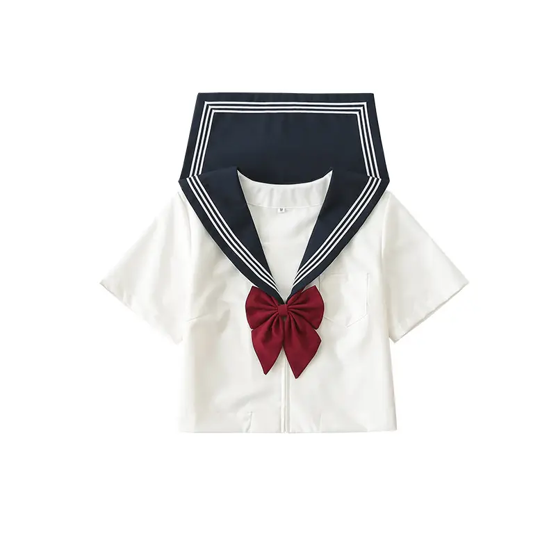 Short-sleeved shirt (wine red bow tie)
