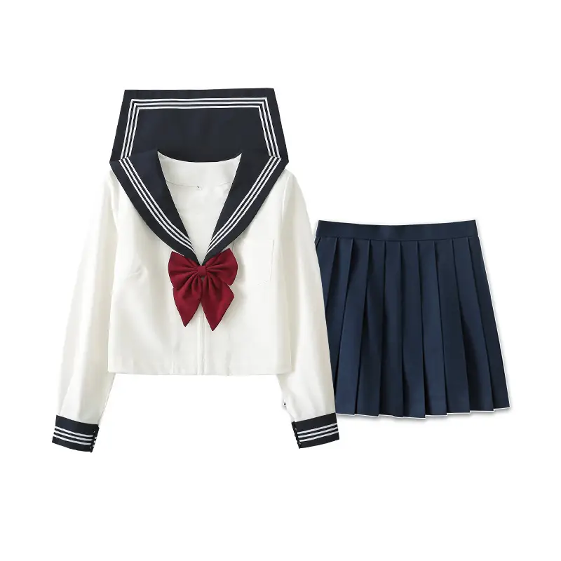 Long sleeve shirt +43cm umbrella skirt (wine red bow tie)