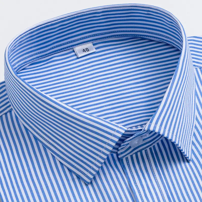Men White Striped Long Sleeve Shirt Spring Summer Formal Wear - Image 20