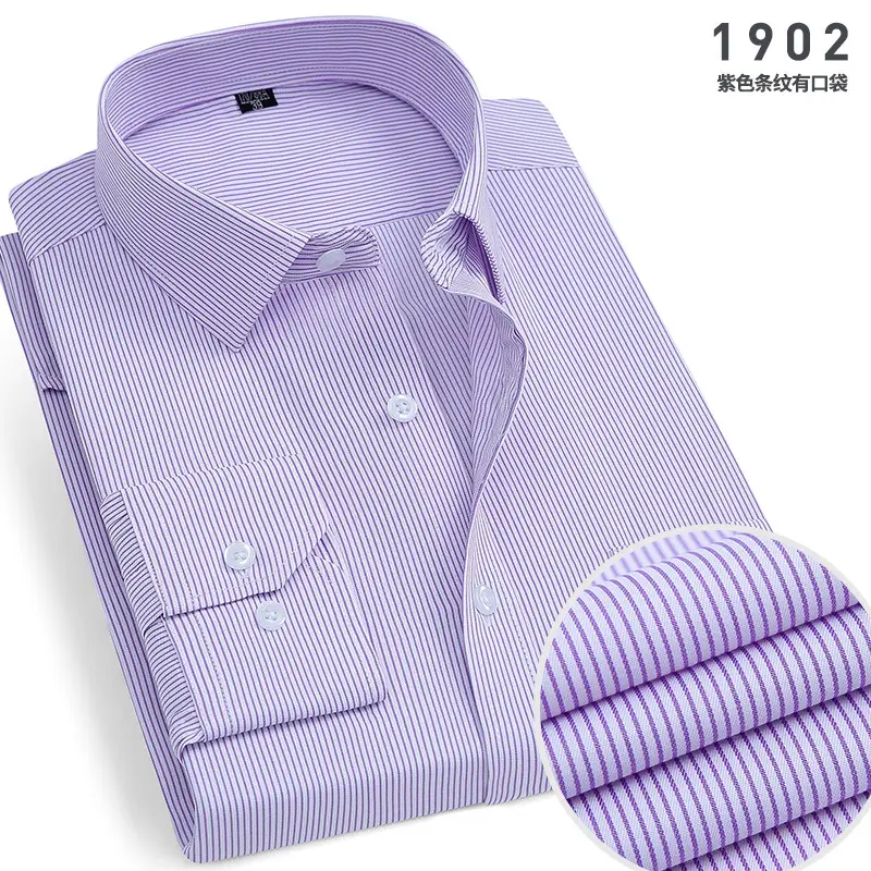 Men White Striped Long Sleeve Shirt Spring Summer Formal Wear - Image 14