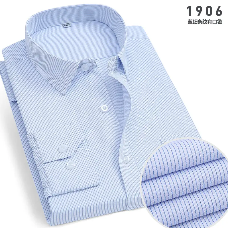 Men White Striped Long Sleeve Shirt Spring Summer Formal Wear - Image 15