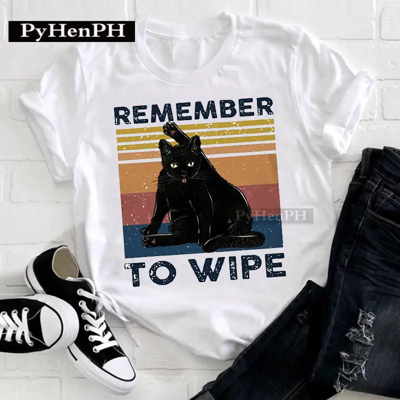 Women Cat Print T-Shirt Short Sleeve Loose Fit