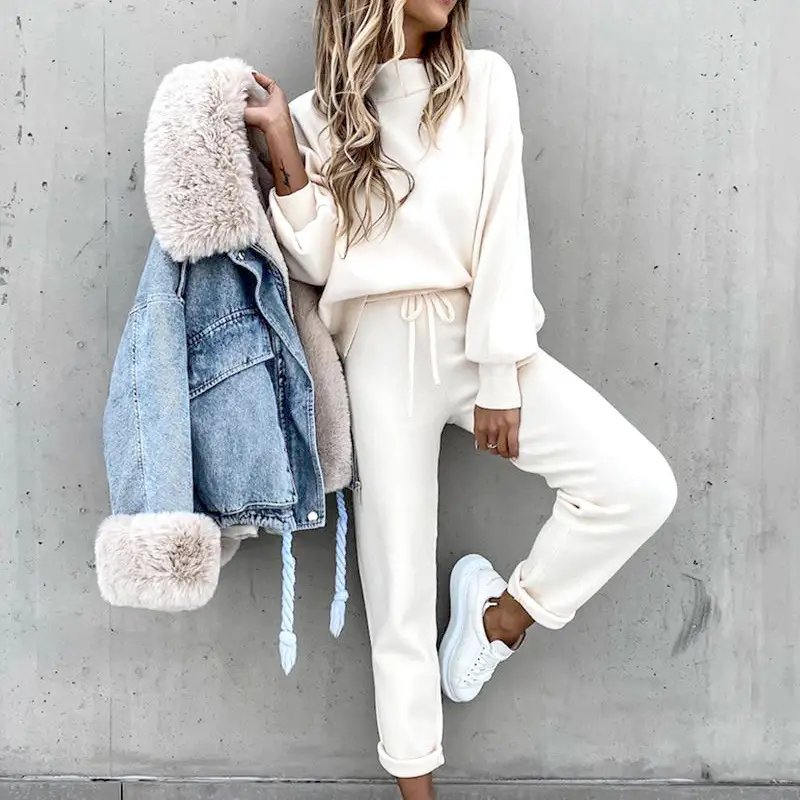 Women's 2-Piece Pink Fall Winter Wear Suit with White Handbag — feature 8