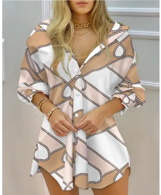 2022 V-Neck Striped Shirt Dress for Women - Image 9